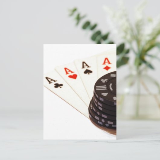 Vier Aces Postkarte (Stehend Vorderseite)