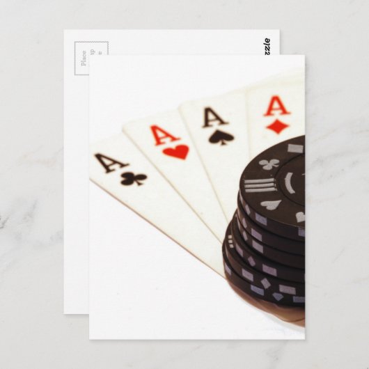 Vier Aces Postkarte (Vorne/Hinten)