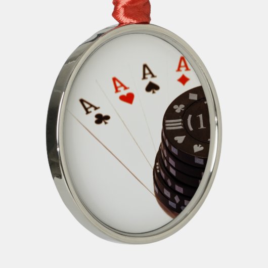 Vier Aces Silbernes Ornament (Rechts)