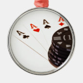 Vier Aces Silbernes Ornament (Vorne)