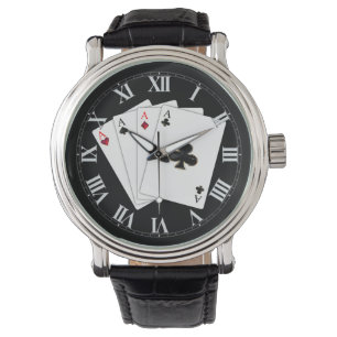 Vier Aces Spielkarten Armbanduhr