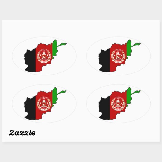 VIER Afghanistan Flag Map Ovaler Aufkleber (Blatt)