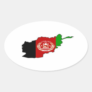 VIER Afghanistan Flag Map Ovaler Aufkleber