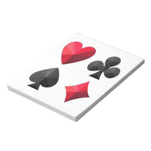 Vier Anzug Spielkarten: Herz, Klub, Pik Notizblock (Rotiert)