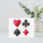 Vier Anzug Spielkarten: Herz, Klub, Pik Postkarte (Stehend Vorderseite)