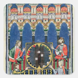 Vier arabische Backgammon-Spieler Quadratischer Aufkleber