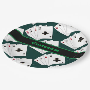 Vier As-Spielkarten Pappteller