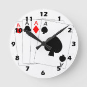 Vier Asse Kartendesign Runde Wanduhr (Vorderseite)