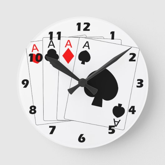 Vier Asse Kartendesign Runde Wanduhr (Vorderseite)