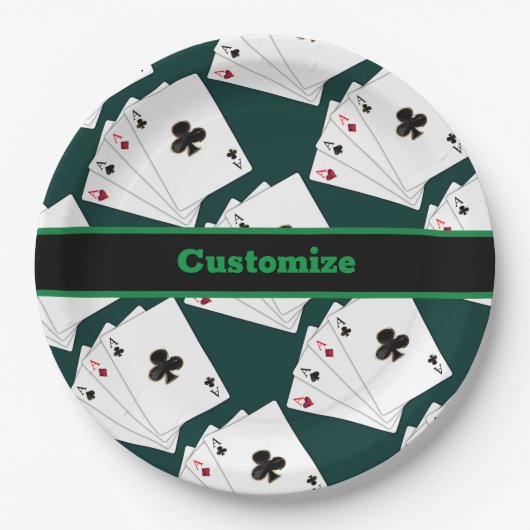 Vier Asse Spielkarten Pappteller (Vorderseite)