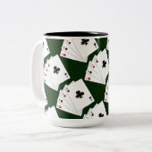 Vier Asse Spielkarten Zweifarbige Tasse (Vorderseite Links)