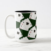 Vier Asse Spielkarten Zweifarbige Tasse (Links)