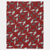 Vier Aufrufe von Vögeln Retro Mitte des Jahrhunder Fleecedecke (Vorderseite)