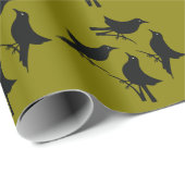 Vier Aufrufe von Vögeln Retro Mitte des Jahrhunder Geschenkpapier (Rolleneckpunkt)