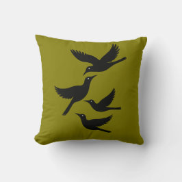 Vier Aufrufe von Vögeln Retro Mitte des Jahrhunder Kissen