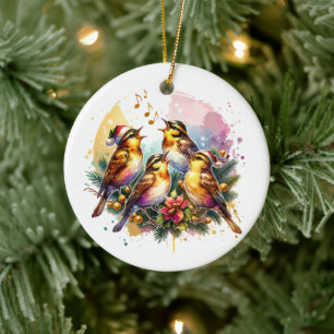 Vier Aufrufe von Vögeln   Zwölf Tage Weihnachten Keramik Ornament