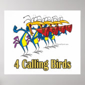 vier aufrufende Vögel 4. Weihnachtsfeiertag Poster (Vorne)