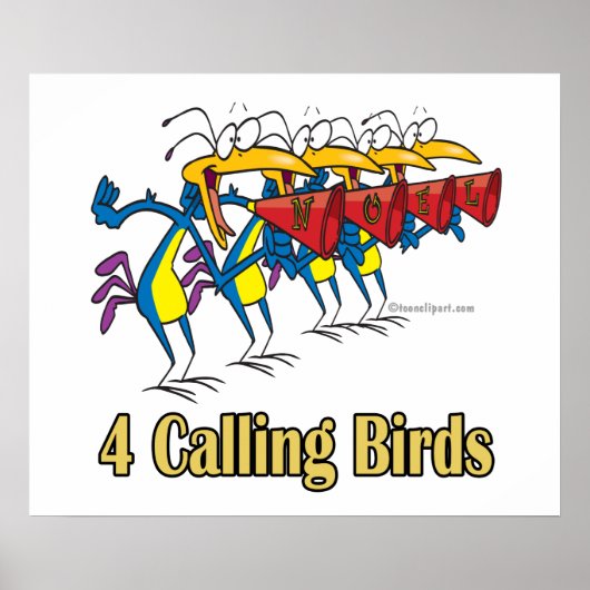 vier aufrufende Vögel 4. Weihnachtsfeiertag Poster (Vorne)