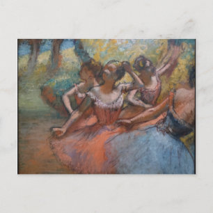 Vier Balletttänzer auf Bühne von Degas Postkarte
