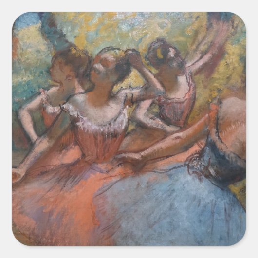 Vier Balletttänzer auf Bühne von Degas Quadratischer Aufkleber (Vorderseite)