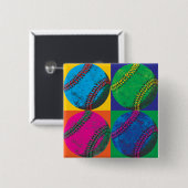 Vier Baseball in den verschiedenen Farben Button (Vorne & Hinten)