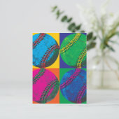 Vier Baseballs in verschiedenen Farben Postkarte (Stehend Vorderseite)