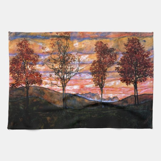 Vier Bäume durch Egon Schiele Handtuch (Horizontal)