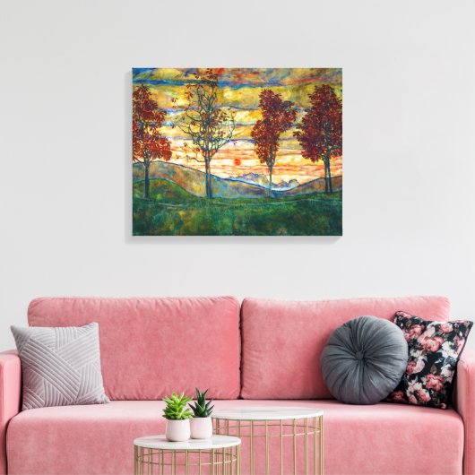 Vier Bäume | Egon Schiele | Leinwanddruck (Insitu (Wohnzimmer))