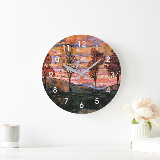 Vier Bäume, Kunst von Egon Schiele, Große Wanduhr (Zuhause)