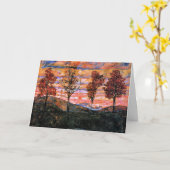 Vier Bäume, Kunst von Egon Schiele, Karte (Gelbe Blume)