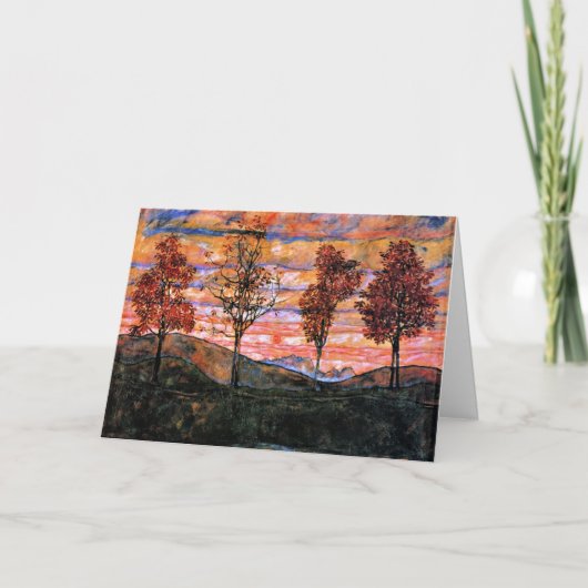 Vier Bäume, Kunst von Egon Schiele, Karte (Vorderseite)