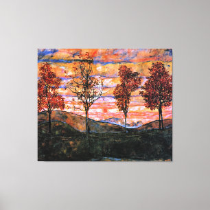 Vier Bäume, Kunst von Egon Schiele, Leinwanddruck