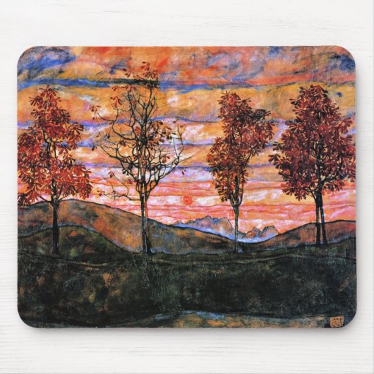 Vier Bäume, Kunst von Egon Schiele, Mousepad (Vorne)