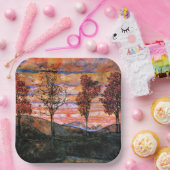 Vier Bäume, Kunst von Egon Schiele, Pappteller (Party)