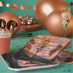 Vier Bäume, Kunst von Egon Schiele, Pappteller