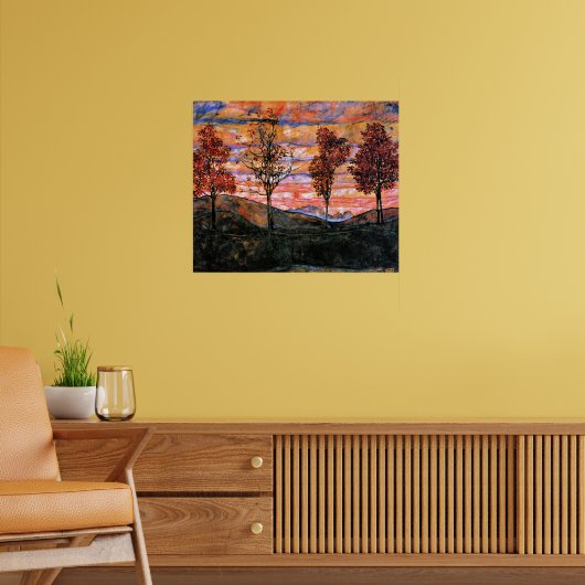 Vier Bäume, Kunst von Egon Schiele, Poster (Wohnzimmer 2)