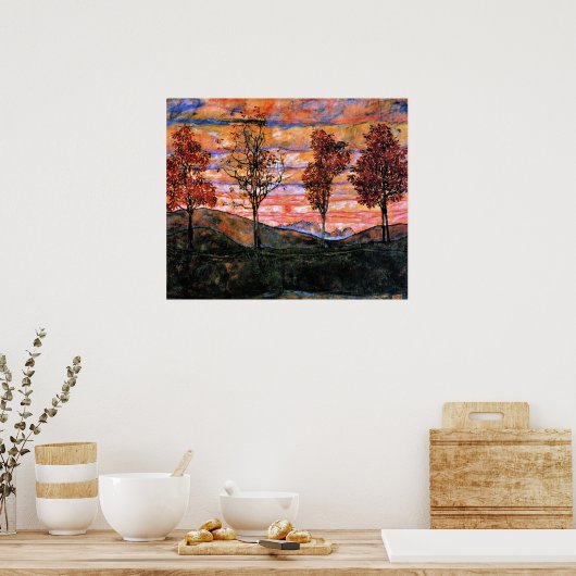 Vier Bäume, Kunst von Egon Schiele, Poster (Küche)