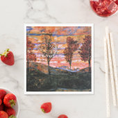 Vier Bäume, Kunst von Egon Schiele, Serviette (Beispiel)
