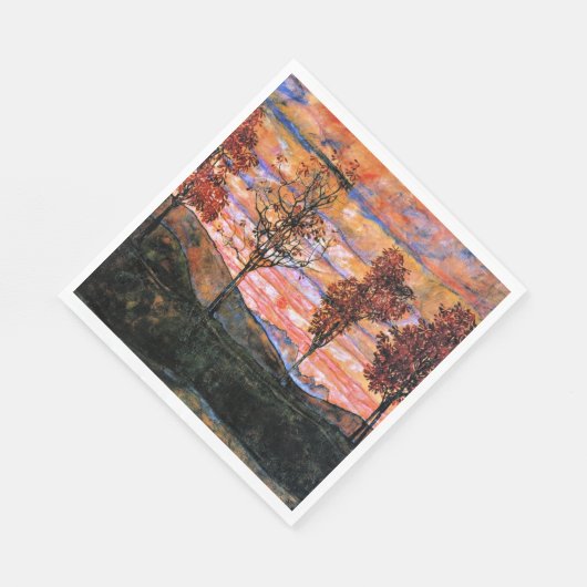 Vier Bäume, Kunst von Egon Schiele, Serviette (Ecke)