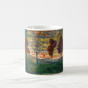 Vier Bäume (Landschaftskunst) (von Egon Schiele) Kaffeetasse