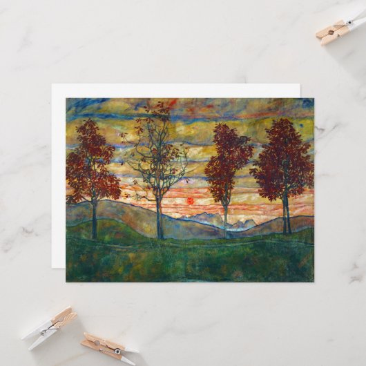 Vier Bäume (Landschaftskunst) (von Egon Schiele) Karte (Vorderseite/Rückseite Beispiel)