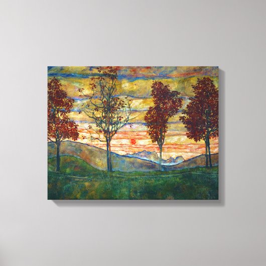 Vier Bäume (Landschaftskunst) (von Egon Schiele) Leinwanddruck (Vorderseite)