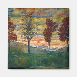 Vier Bäume (Landschaftskunst) (von Egon Schiele) Magnet