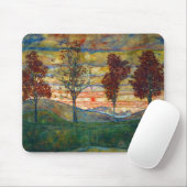 Vier Bäume (Landschaftskunst) (von Egon Schiele) Mousepad (Mit Mouse)