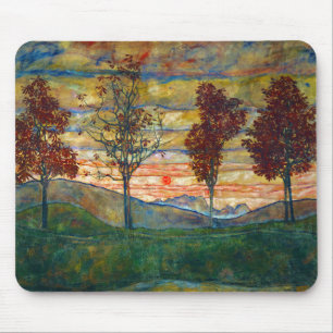 Vier Bäume (Landschaftskunst) (von Egon Schiele) Mousepad