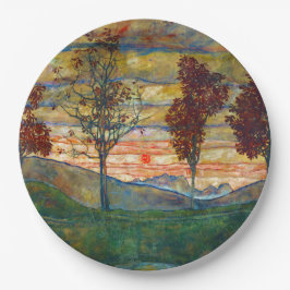 Vier Bäume (Landschaftskunst) (von Egon Schiele) Pappteller