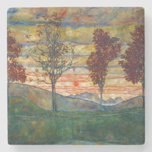 Vier Bäume (Landschaftskunst) (von Egon Schiele) Steinuntersetzer