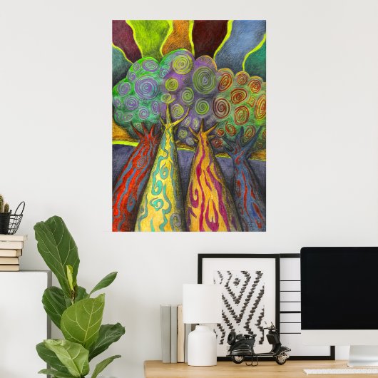 Vier Bäume Poster (Heimbüro)