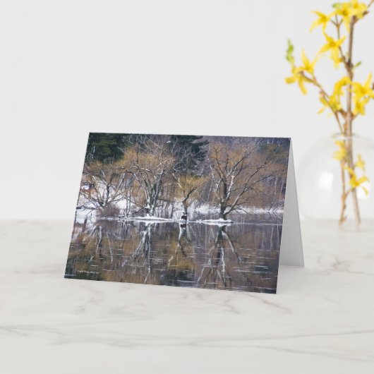 Vier Bäume reflektiert Karte (Gelbe Blume)