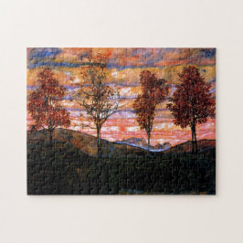 Vier Bäume von Egon Schiele Kunst Puzzle